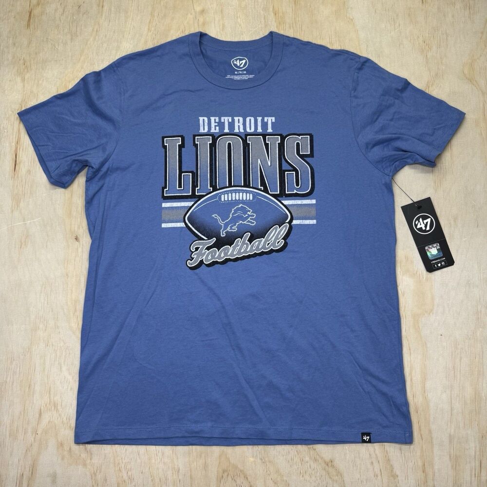 NEW Detroit Lions '47 Brand Last Call Franklin Short Sleeve Shirt XL Blue